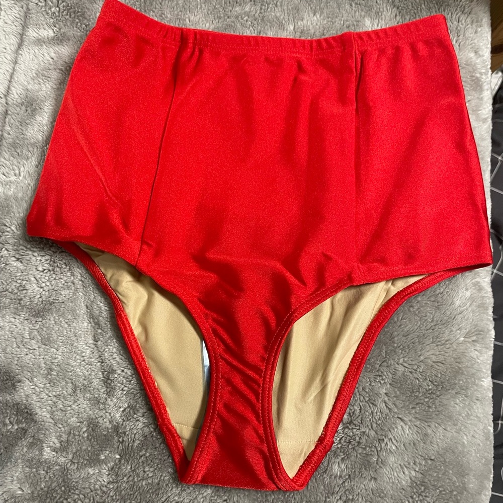 American Apparel red swim shorts